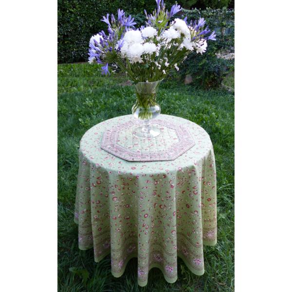 Provencal Round Cotton Tablecloth green "Country