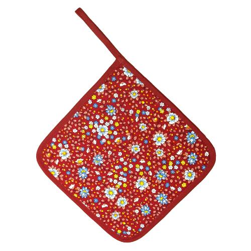 Quilted Potholder Provencal design Red Liberty