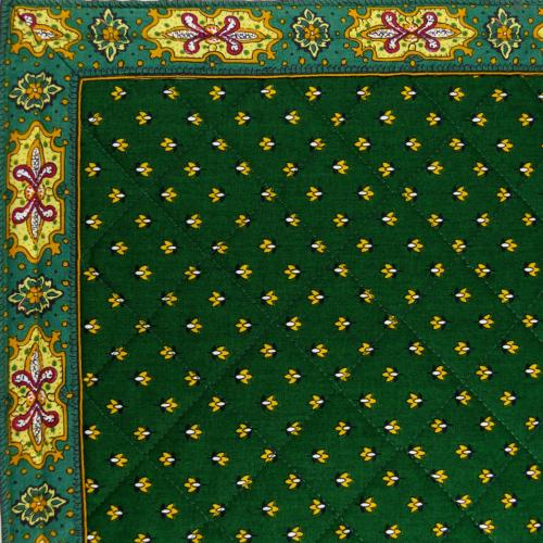 Green Provencal quilted table runner "Lavender" 14x28 inch