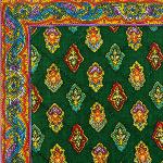 Green Placemat, dark edge, Calissons pattern