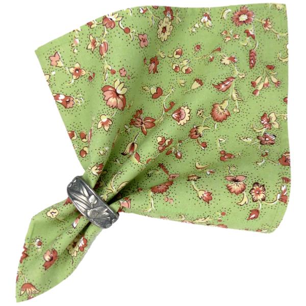 French Cotton Napkin Green "Country" authentic Provencal design