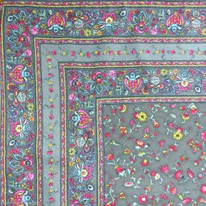 Provencal Square Cotton Tablecloth Anthracite "Country