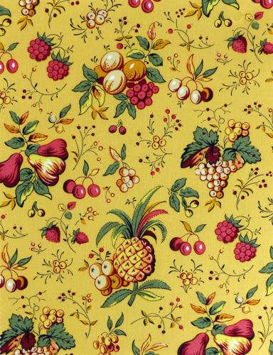 French Printed cotton Fabric Fruchié Yellow
