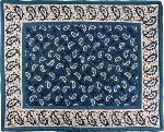 Quilted Blue Cotton placemat 15"x19", Volutes pattern