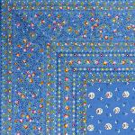 Provencal Rectangle Cotton Tablecloth Blue "Flowers" 63" x 79