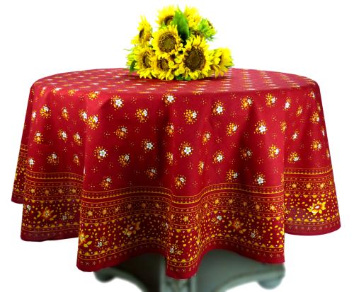 Round Cotton Tablecloth Red "Farandole"
