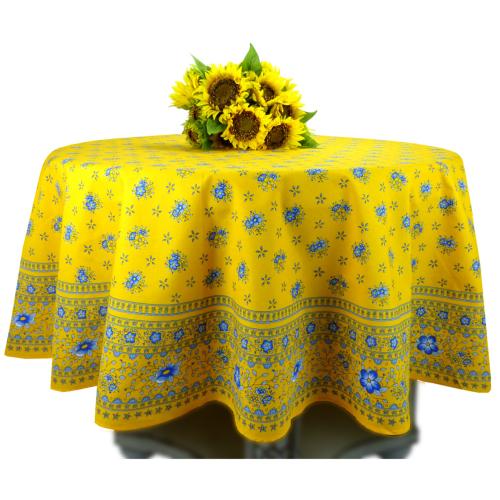 Round Cotton Tablecloth Yellow "Farandole"