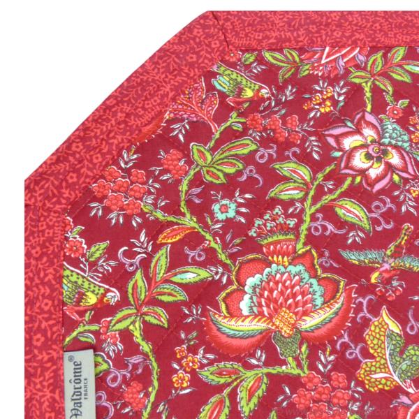 Octogonal Provencal quilted cotton Placemat Red "Colombes
