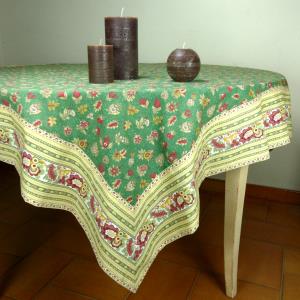 Provencal Square Cotton Tablecloth green "Floral" pattern