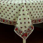 Provencal Square Cotton Tablecloth Beige "Flowers" 59" x 59