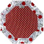 Red Octogonal Quilted placemat 15x15", "Dentelle" design