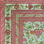 Square Cotton Tablecloth Mint 63"X63" "Colombes" pattern