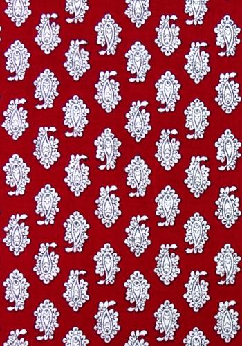 "Red Lotus" French Provencal Printed cotton Fabric