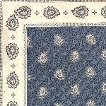 French quilted table runner "Lotus" Blue 18x59 inch