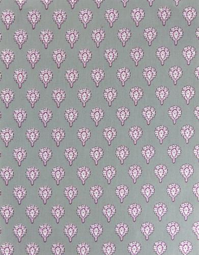 French Provencal Printed cotton Fabric Indianaire Grey