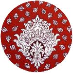 Red Round Cotton Tablecloth "Indianaire" pattern