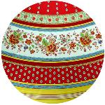 Round Provencal Tablecloth 71'' Red "Gordes"