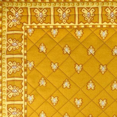 Ocher square quilted Table Mat "Roussillon" pattern 31x31"