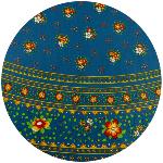 Round Cotton Tablecloth Cyan "Farandole"