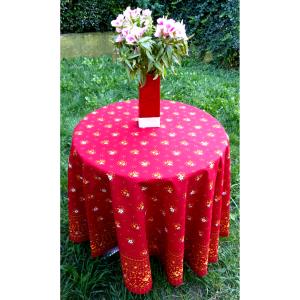 Provencal Round Cotton Tablecloth red "Farandole