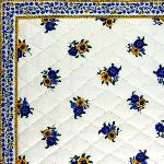 White Provencal quilted table runner "Flowers" 14x28 inch