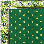 Green Provencal quilted table runner 14x28 inch