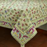 Provencal Rectangle Cotton Tablecloth Beige "Floral" 59" x 79
