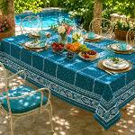 Rectangle Cotton Tablecloth Blue Duck 59"X98,5" "Vaccarès