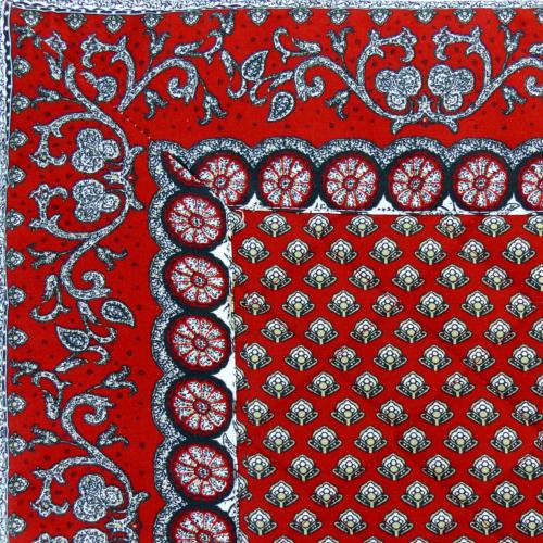 Provencal Quilted Cotton Square Table Mat Red "Dentelle" pattern
