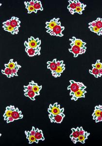 “Black Flowers”, 100% French country cotton fabric 55