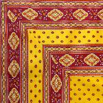 Yellow Square Cotton Tablecloth 63"X63" "Esterel" pattern