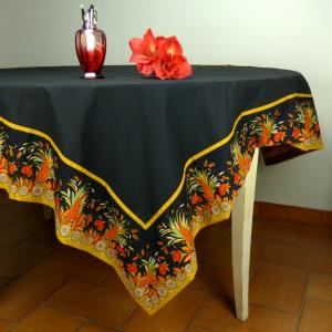 Provencal Square Cotton Tablecloth black plain "Epis