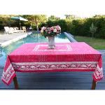 Provencal Rectangle Cotton Tablecloth Pink/White "Vaccares