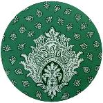 Green Round Cotton Tablecloth "Indianaire" pattern