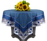 Blue Square Cotton Tablecloth 63"X63" "Dentelle" pattern