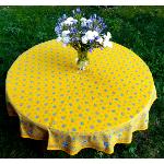 Provencal Round Cotton Tablecloth yellow "Farandole