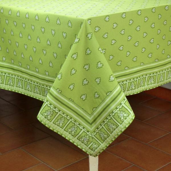 Provencal Square Cotton Tablecloth Green "Roussillon" 67" x 67