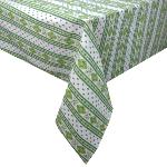 Green Rectangle Coated Cotton Tablecloth "Stripes" pattern