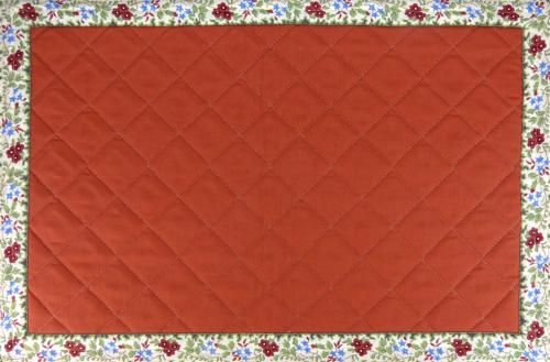 Reversible Quilted placemat plain Red and "Floral" design