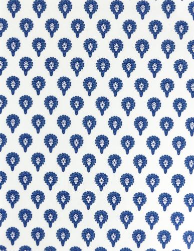 French Provencal Printed cotton Fabric Indianaire White