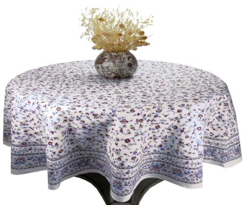 Round Cotton Tablecloth White "Country"